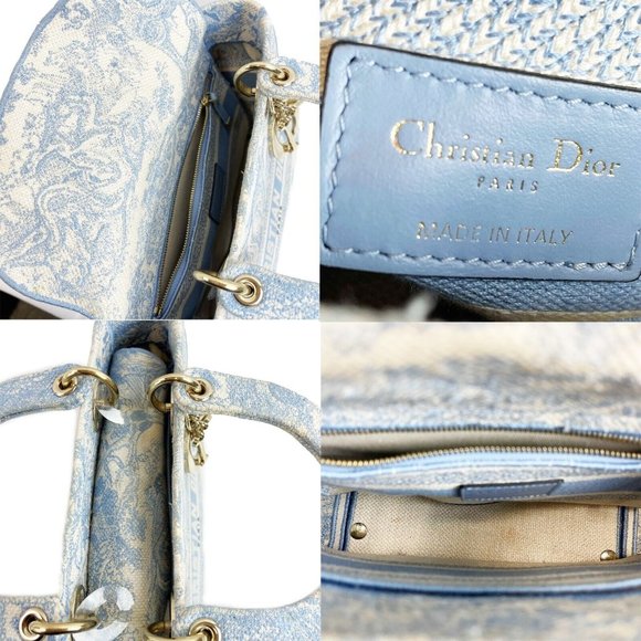 Christian Dior Toile de Jouy Lady D-Lite Bag Embroidered Canvas Cornflower Blue - Picture 8 of 15